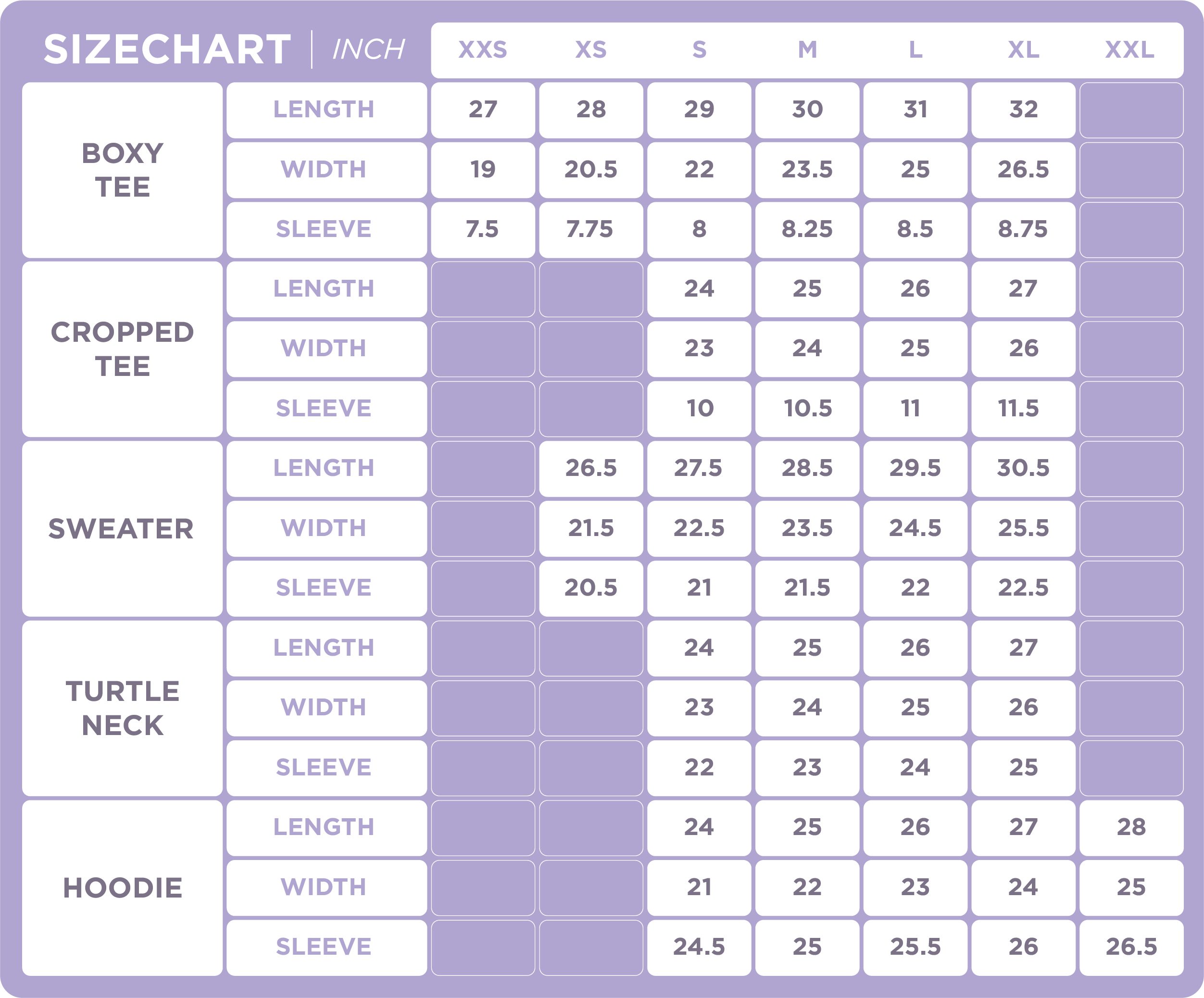 size chart