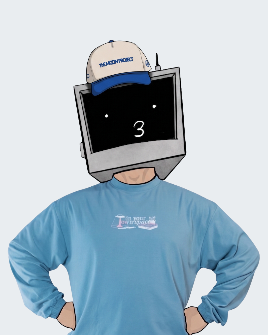 In Your Own Space Baseball Cap in Cream/Blue