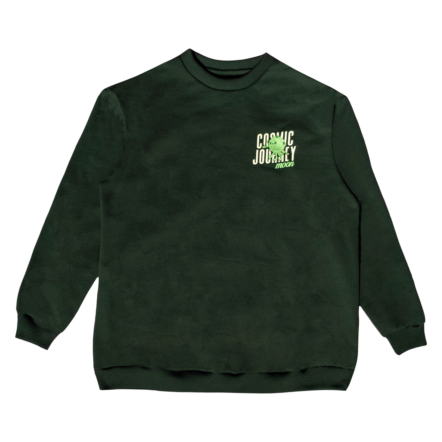 "Cosmic Journey" in Moss Green Sweater