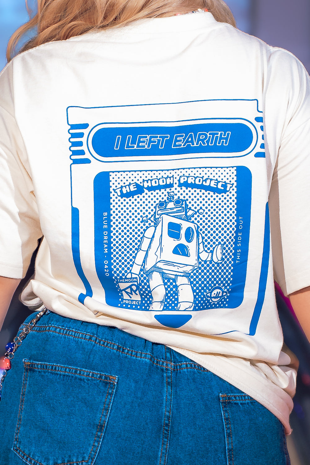 I LEFT EARTH 8-bit Tee in Off White
